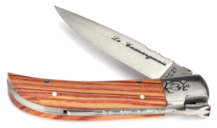 Le Camarguais 10 cm Taschenmesser 20008 - Griffschalen Rosenholz - Klinge 9 cm Stahl 12C27-1 Backe