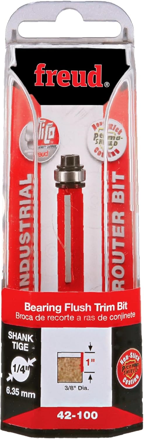 Freud Fräser, 42-100 Pack of 1 Bündigfräser mit 2 Schneiden, Durchmesser: 9,53 mm (3/8 Zoll), Schaft