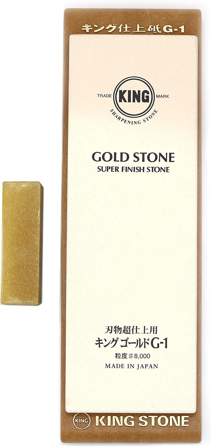 King Gold Stone G-1 Japanischer Schleifstein mit Halterung, Körnung #8000, mit Messerschärfer