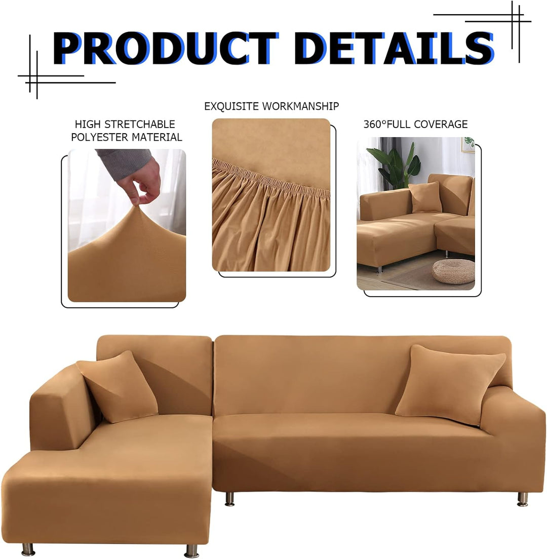 Lydevo Sofabezug Ecksofa L Form Sofa Überwürfe Stretch Sofabezug L Form Rechts oder Links mit Zwei K