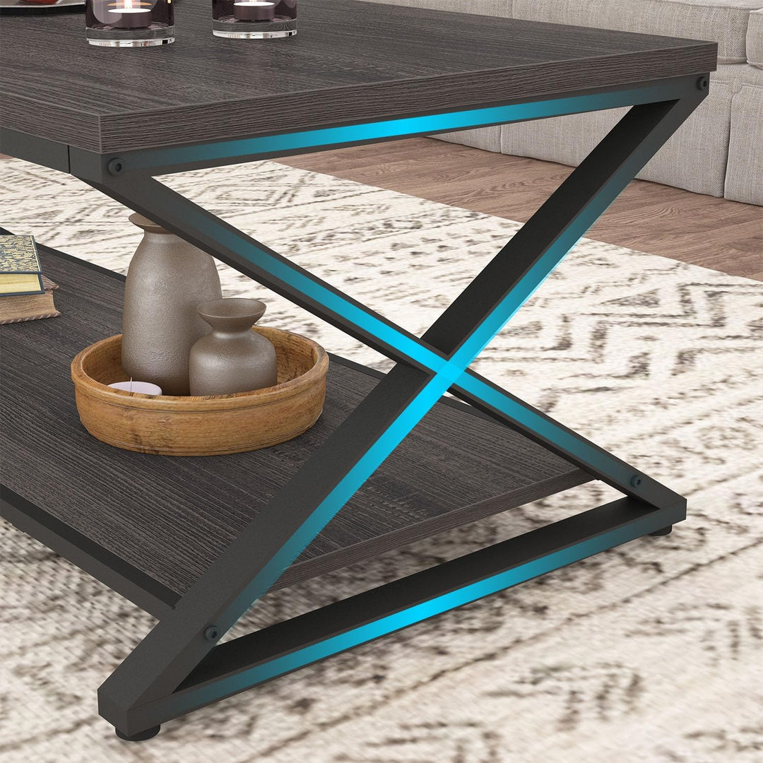 HSH Couchtisch Holz Wohnzimmertisch für Couch Moderner Wohnzimmer Tisch mit Stauraum Stabiler Sofati