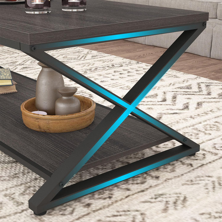 HSH Couchtisch Holz Wohnzimmertisch für Couch Moderner Wohnzimmer Tisch mit Stauraum Stabiler Sofati