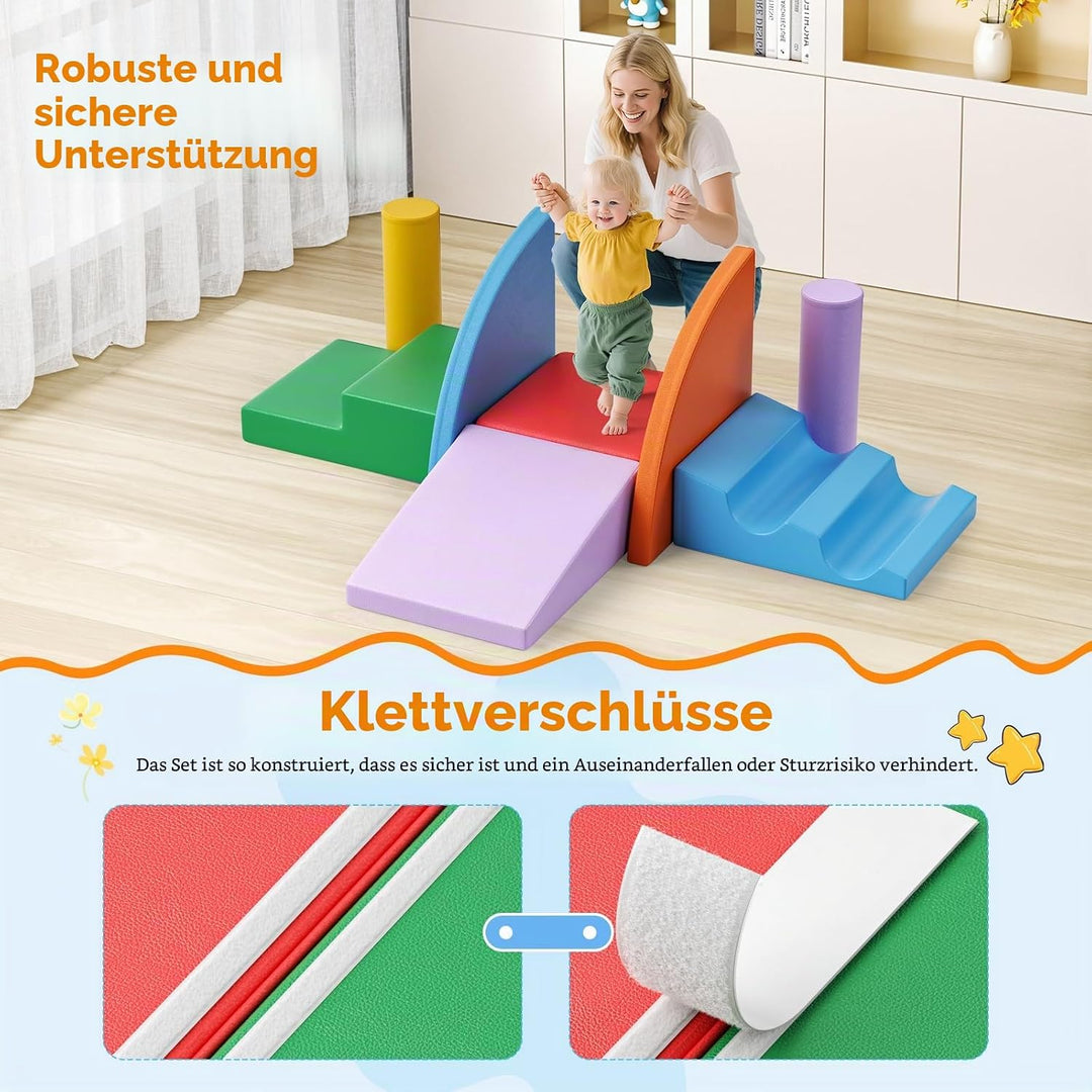 Baby-Schaumstoffbausteine, Softplay-Set für Kleinkinder von 1–3 Jahren, Baby-Kletterturm mit Rutsche