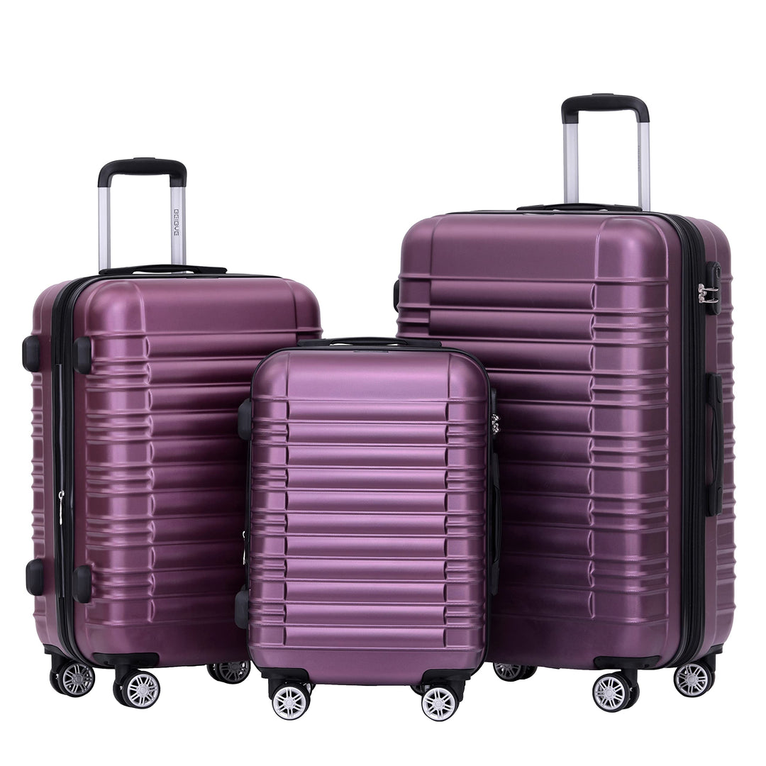 BEIBYE Hartschalen Koffer Trolley Rollkoffer Reisekoffer Zwillingsrollen Kofferset (Violett, Set) Vi