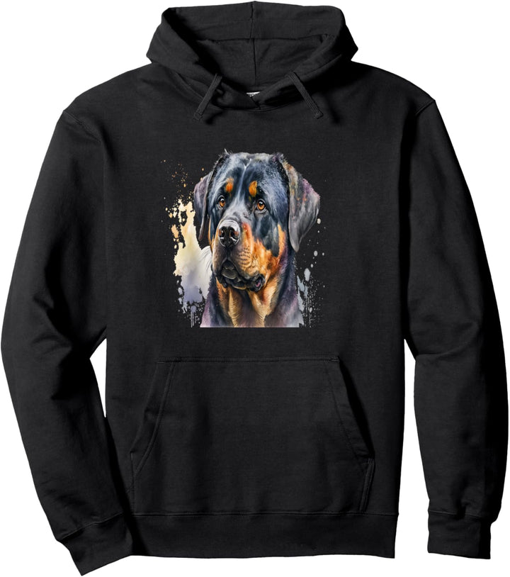 Schönes Aquarell-Rottweiler-Porträt Pullover Hoodie