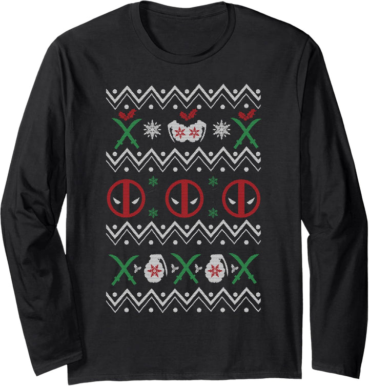 Marvel Deadpool Weapons Holiday Ugly Langarmshirt