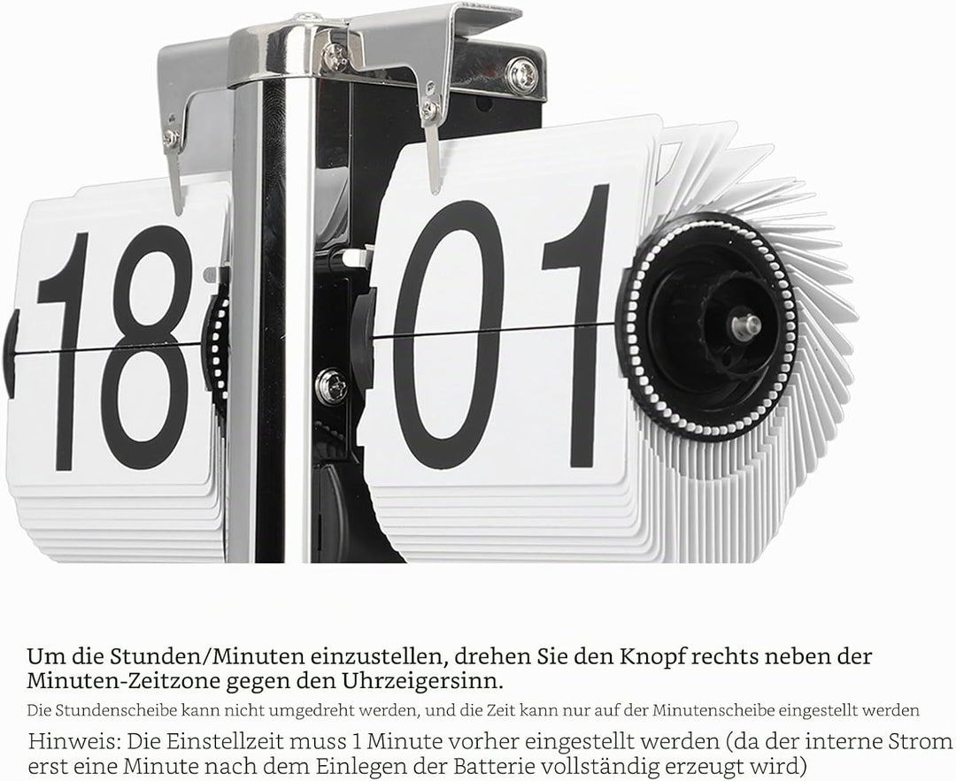 TOPINCN Retro-Stil Klapp-Schreibtisch-Regaluhr, 304 Edelstahl-Klappuhr, Grosse Zahl, Batteriebetrieb