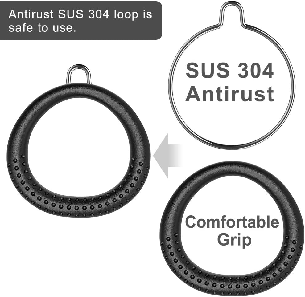 Dolibest 2PCS Round Trapeze Swing Bar Rings with Carabiners, Swingset Accessories Outdoor for Ninja