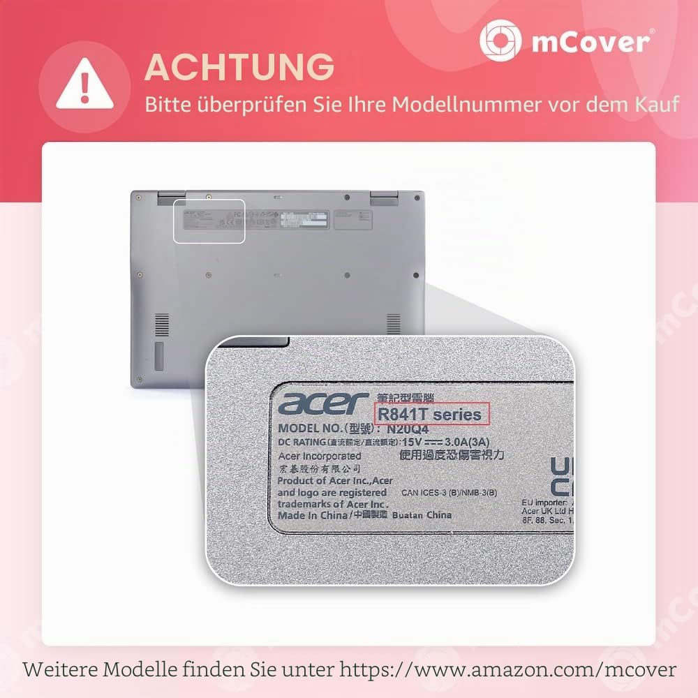 mCover Transparent Hartschalenhülle, nur kompatibel mit Acer Chromebook Enterprise Spin 513 R841T /