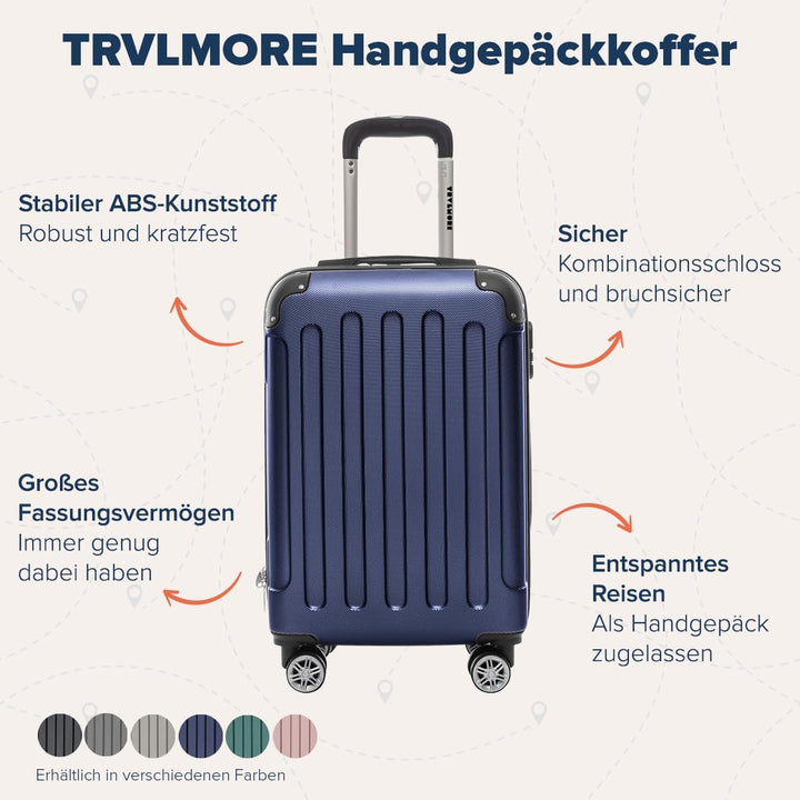 TRVLMORE Handgepäck Koffer 55x40x20cm - Koffer &amp; Trolleys, Reisekoffer mit Rollen, Handgepäck Trolle