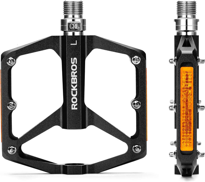 ROCKBROS Fahrradpedale mit Reflektoren Platform Pedale aus Aluminiumlegierung Antirutsch Ultraleicht
