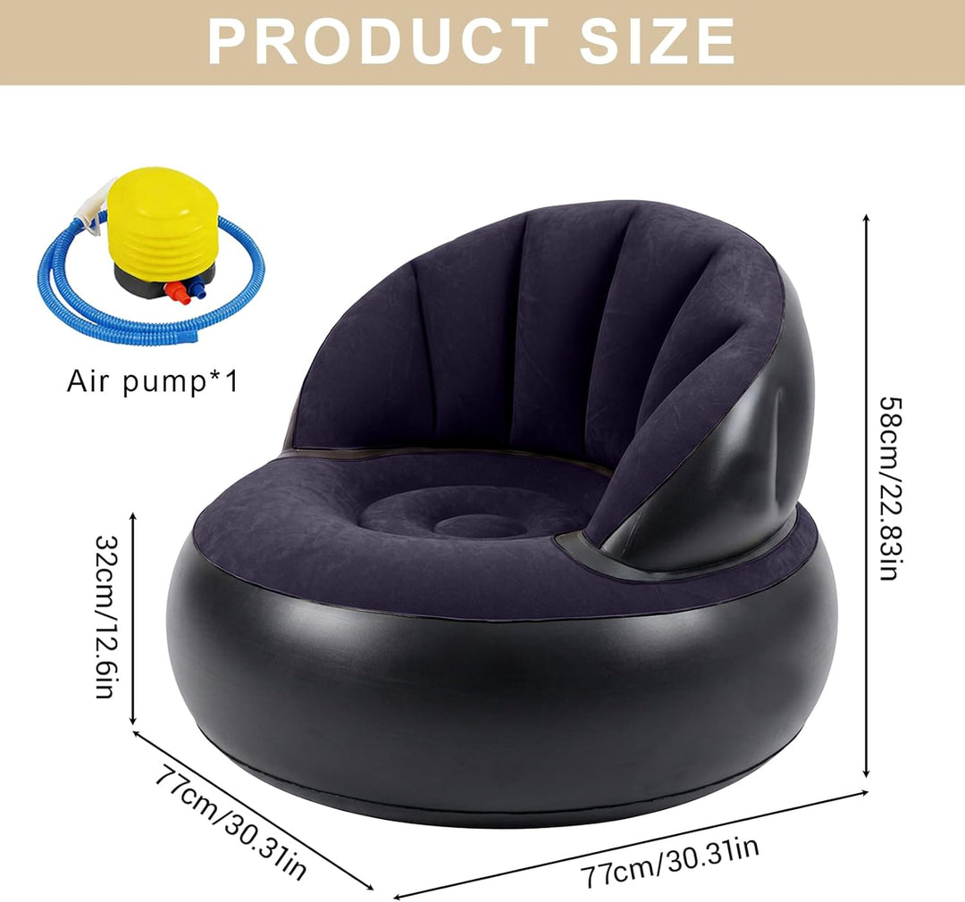 Aufblasbares Sofa Sessel mit Pumpe, Faltbarer Luftsessel für Innen & Aussen, Bequeme Aufblasbare Cou