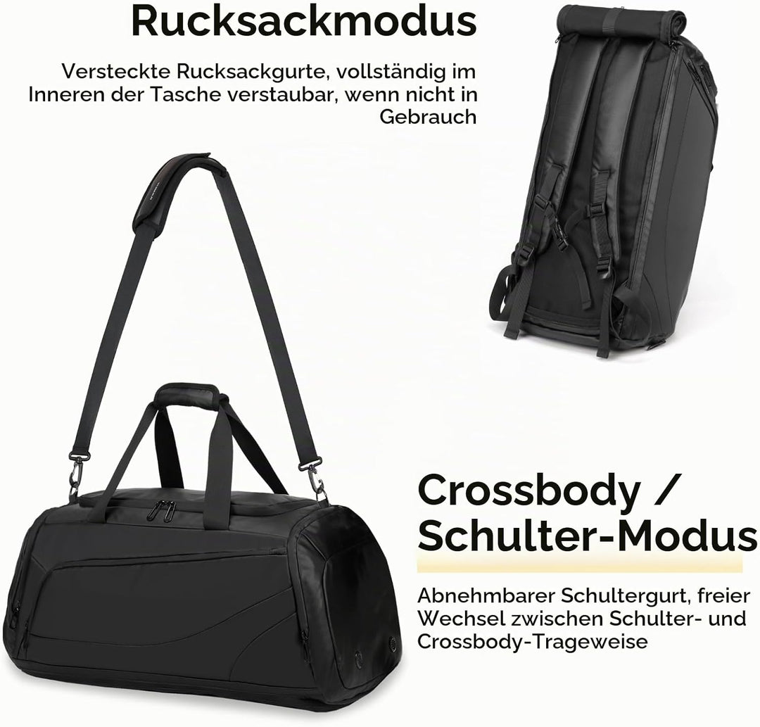 Premium Sporttasche 40L mit Schuhfach &amp; Nassfach &amp; Isolierschicht und Laptopfach, 3-in-1 Rucksack, R