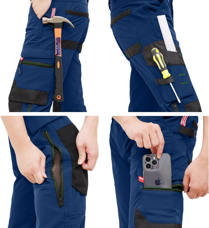 WORK IDEA Herren Slim-Fit Stretch Arbeitshose: Kritische Stoffbereiche aus Cordura – strapazierfähig