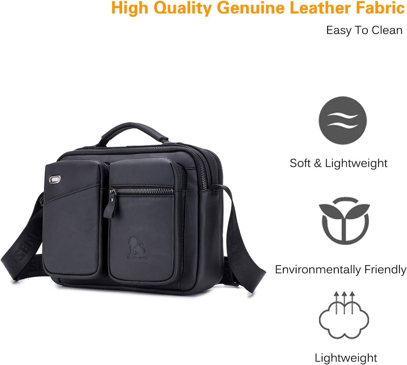 FANDARE Umhängetasche Herren Schultertasche Männerhandtasche Laptoptasche Leder Messenger Bag Arbeit