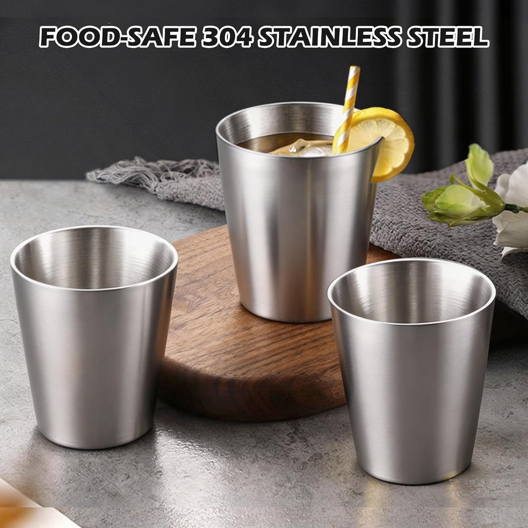 15 Stück Edelstahlbecher 260 ml, Edelstahl Becher Set, Camping Becher, Stapelbar Trinkbecher Schnaps
