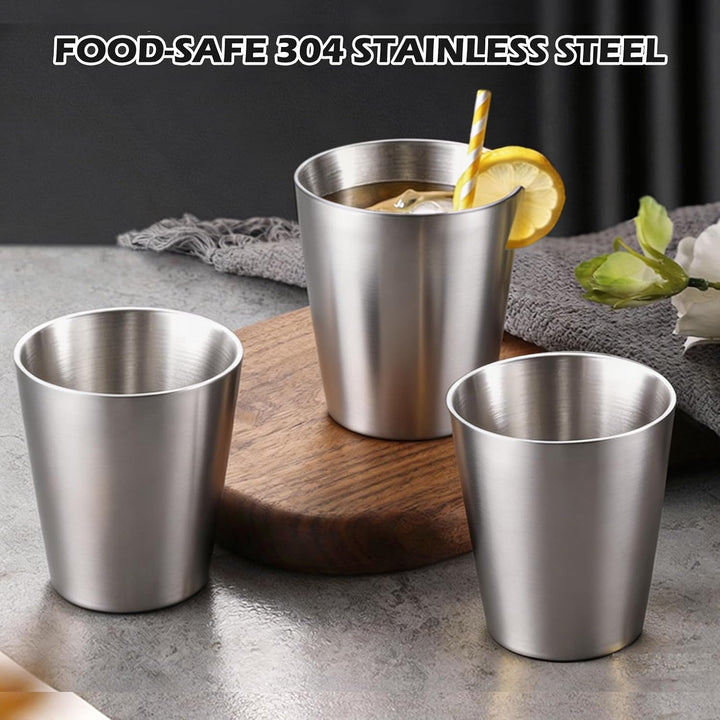 15 Stück Edelstahlbecher 260 ml, Edelstahl Becher Set, Camping Becher, Stapelbar Trinkbecher Schnaps