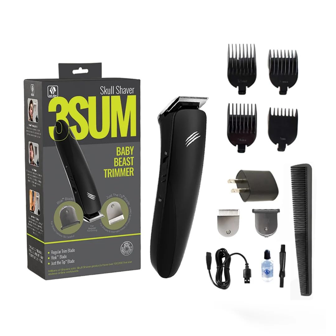 Skull Shaver - Baby Beast Trimmer 3SUM - Herrenpflege-Set - Mit 3 Klingen-Aufsätzen & Kompaktem Desi