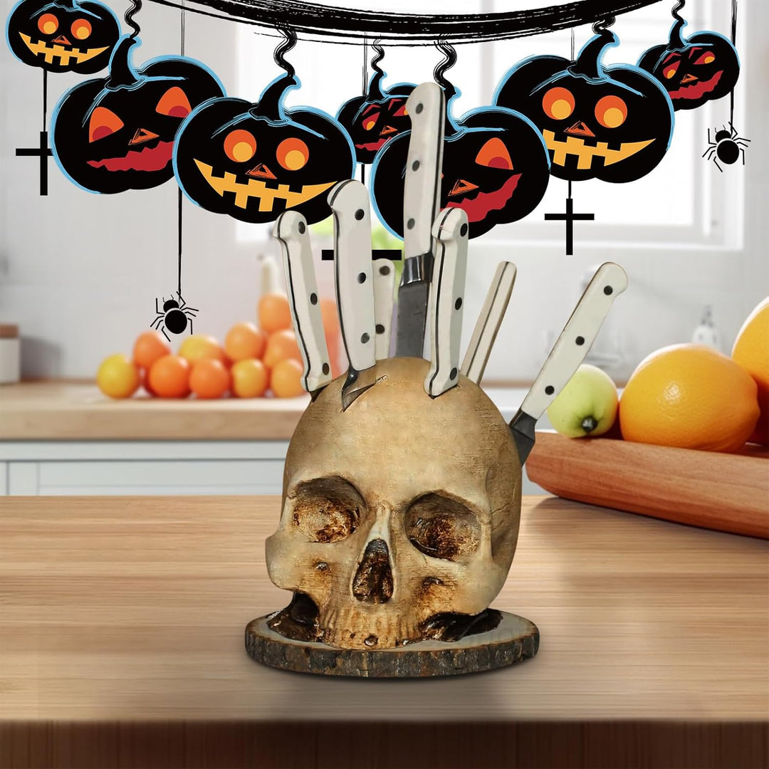 FOGARI KüChe SchäDel Messer Rack, Horror KüChe Lagerung Kopf Rack, KüChe Obst Messer Lagerung Rack D