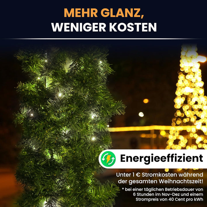 Künstliche Tannengirlande 8,1 m grün mit 120 LED kaltweiss C) Länge 8,1 m 120 LED kaltweiss