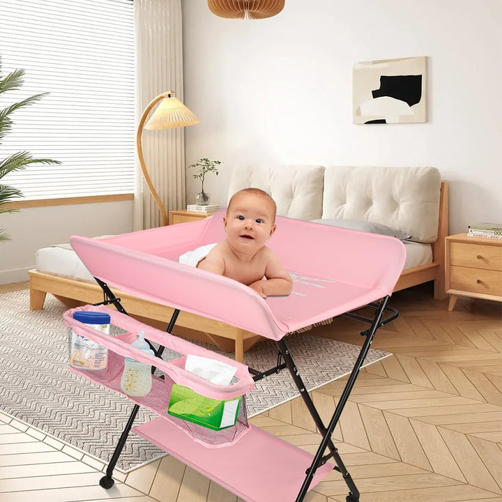 Wickeltisch Klappbar-Wickelkommode Babypflegetisch-Mobiler Wickelkombi mit Wickelauflage, Sicherheit