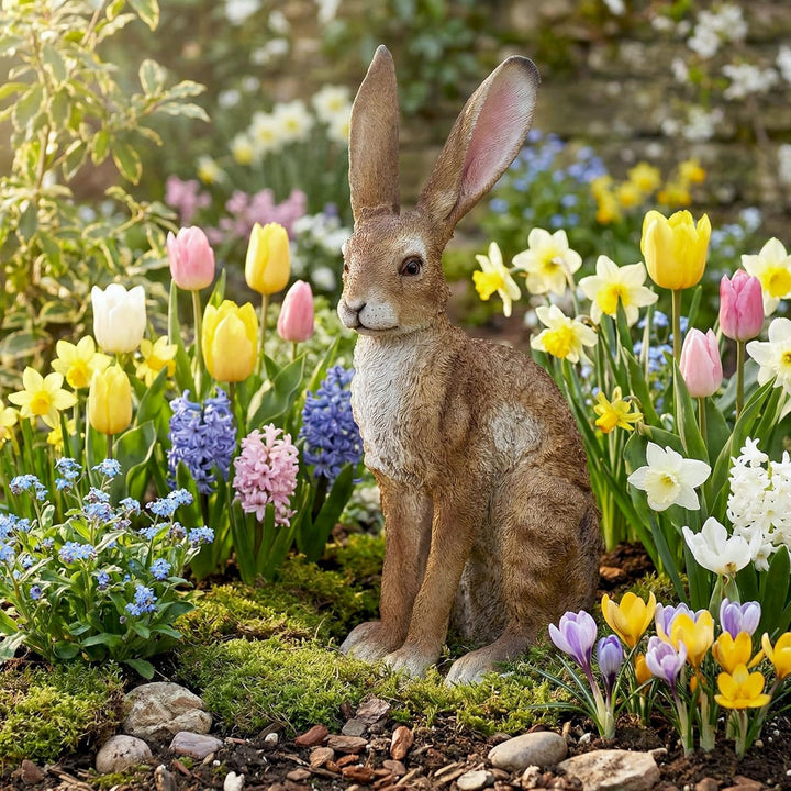 Arnusa Tierfigur Feldhase lebensgross 51cm Gartenfigur Hase Rammler Gartendekoration
