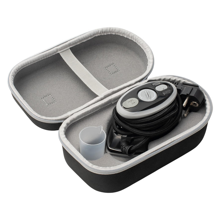 Prym Mini Dampfbügeleisen schwarz mit Silikonablage & Aufbewahrungs-Case im Set | 400W, einstellbare