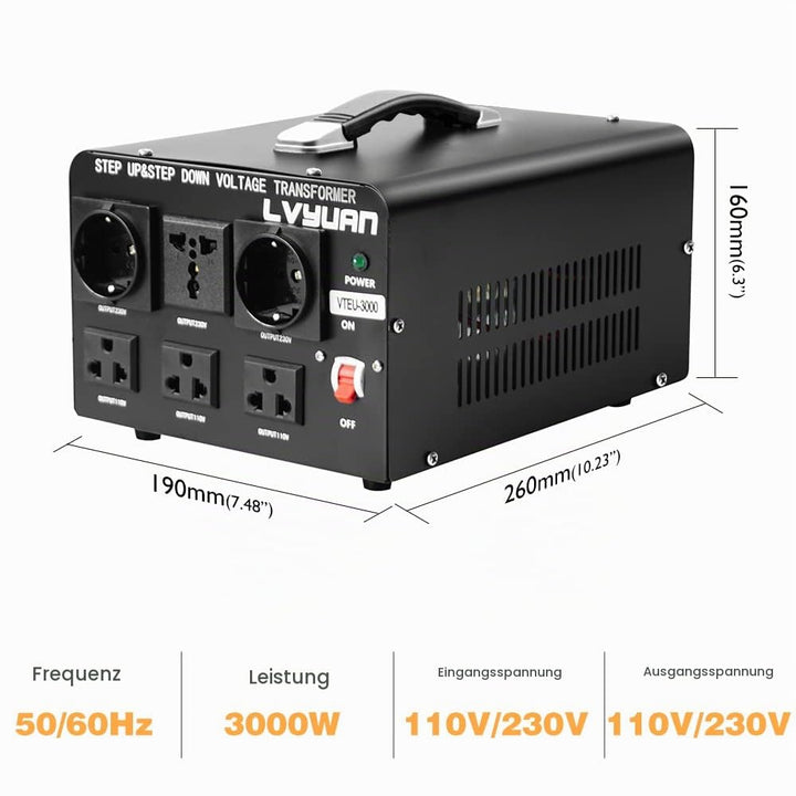 LVYUAN VTEU-3000 110 Volt USA Spannungswandler Ringkern-Transformator 3000VA - In: 110V oder 220V /