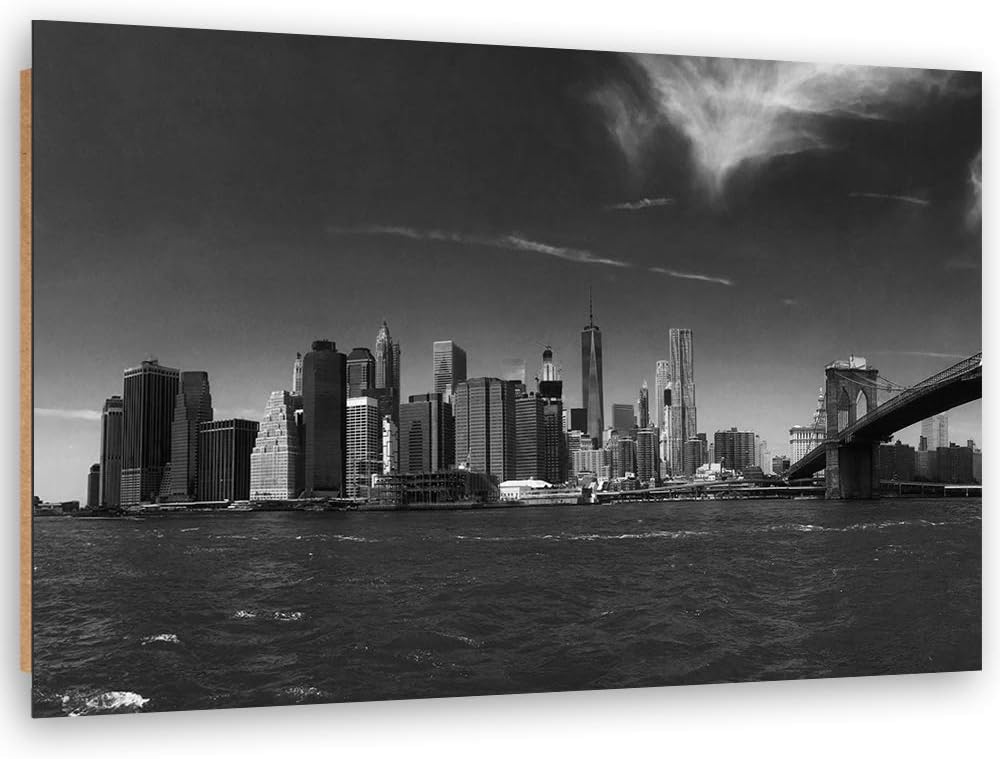 Wandbild New York City Modern Deko Kunst Bilder schwarz-weiss 90x60 cm Deko Paneel 90x60 cm schwarz-