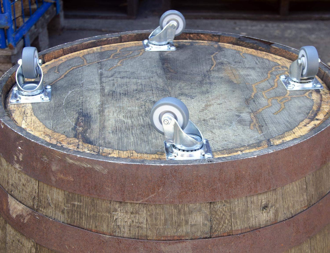 Temesso Halbes Fass rund aus einem original schottischen Whiskyfass - geölt (Geölt - mit Schlaufen u