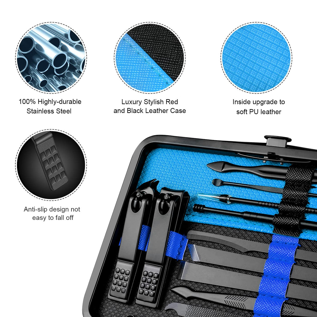 Maniküre Set Professionelles Nagelknipser Kit Pediküre Kit -18 stücke Edelstahl Nagelpflege Werkzeug