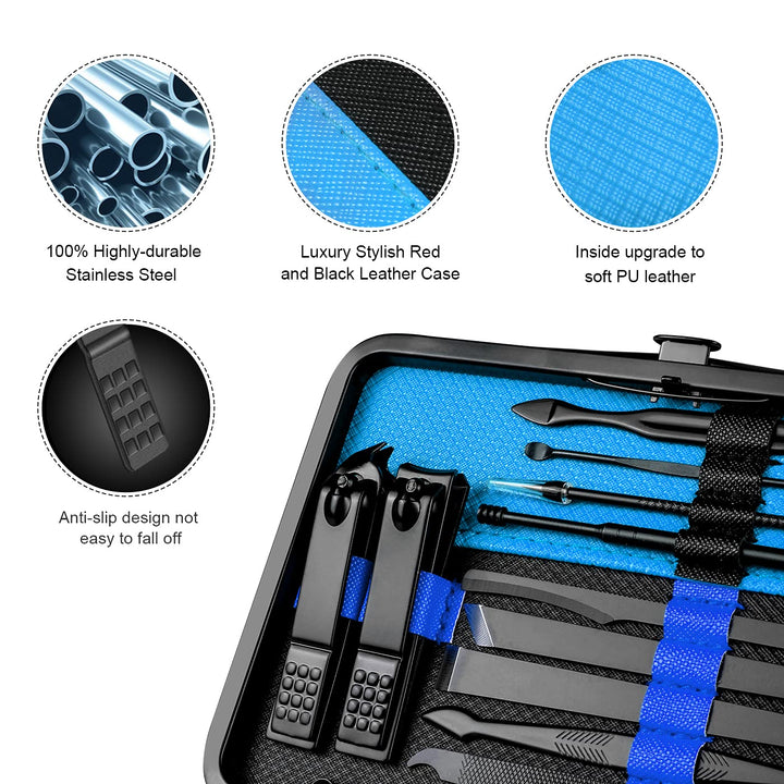 Maniküre Set Professionelles Nagelknipser Kit Pediküre Kit -18 stücke Edelstahl Nagelpflege Werkzeug