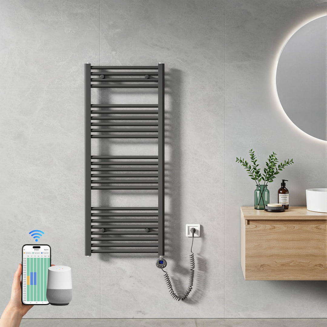 Heilmetz Handtuchheizkörper Elektrisch 1200 x 500 mm, Smart WiFi Thermostat Elektrischer Badheizkörp