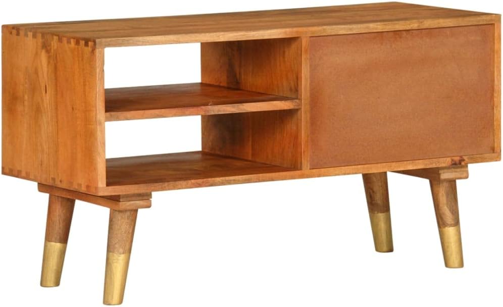 vidaXL Mangoholz Massiv TV Schrank mit 2 Schubladen 2 Fächern TV Möbel Lowboard Fernsehtisch Fernseh