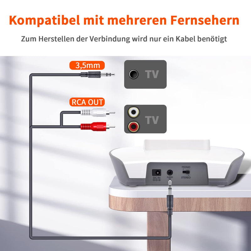 Holdsound APH100 Funkkopfhörer für Fernseher, 2,4 GHz TV Kopfhörer Drahtlos für Ältere Menscher (3,5