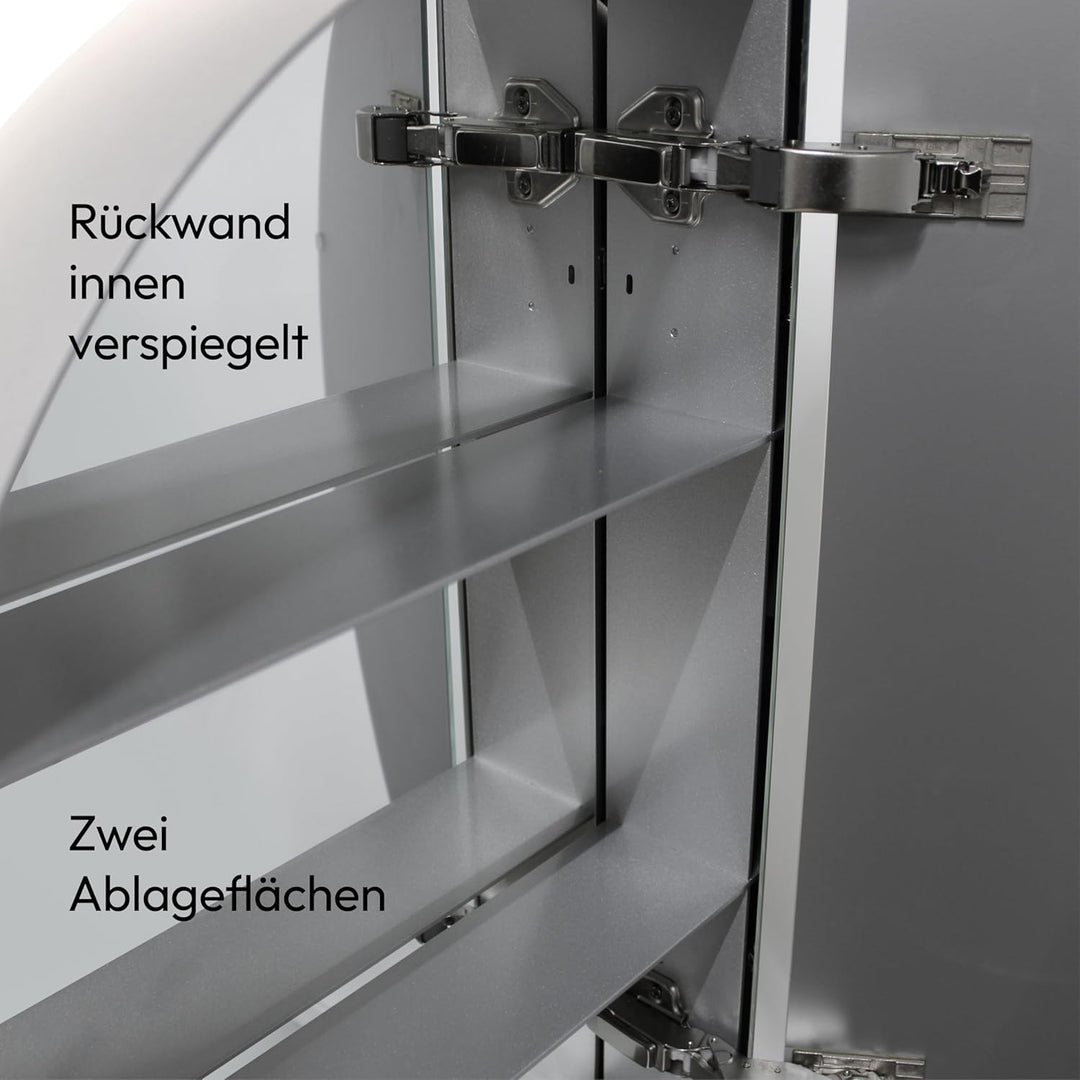 Talos Spiegelschrank Bad mit Beleuchtung rund Ø 60 cm - Badezimmer Spiegelschrank mit hochwertigem A