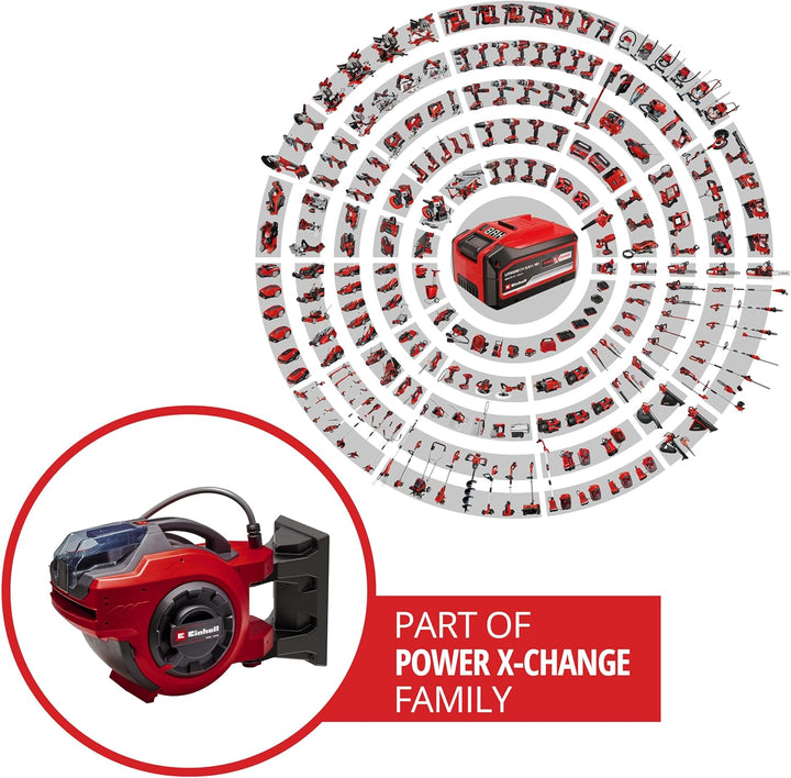 Einhell Akku-Schlauchtrommel GE-HR 18/30 WH Li-Solo (18 V, automatische Schlauchaufwicklung, 180° sc