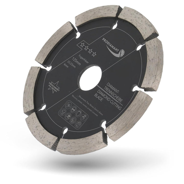PRODIAMANT Fugenfräser ø 125mm Breite 6mm Frässcheibe für Mauerwerk Mörtel Fugen und Putz 10mm Segme