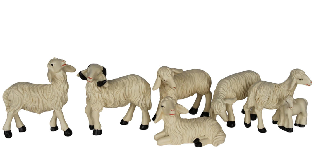 ZICOM Krippenzubehör Tiere Schafset ca. 5cm 6-TLG. Polyresin