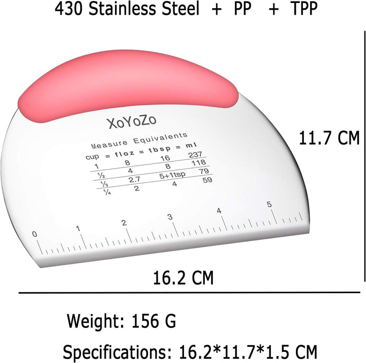 1 Stück Teigschaber Zerkleinerer/Edelstahl Teigschaber Cutter mit ergonomischem Gummi Anti-Rutsch-Gr