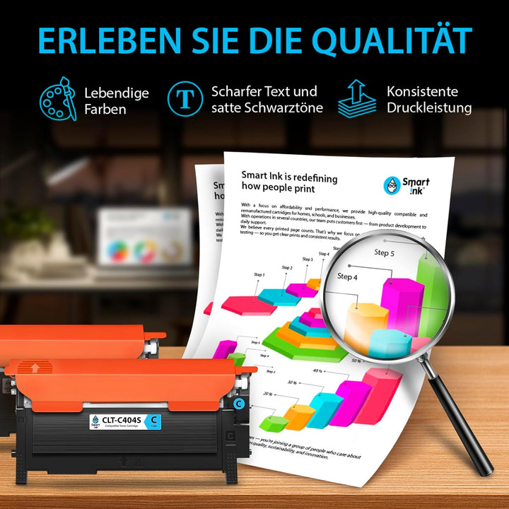 Smart Ink kompatible Tonerkartusche als Ersatz für Samsung CLT-404 CLT-P404C CLT-K404S CLT-C404S 4 T