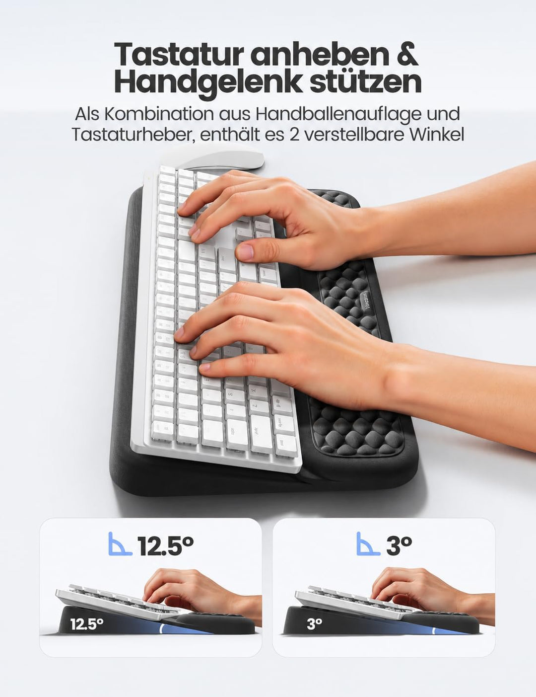 Vaydeer Handgelenkauflage mit Tastaturständer, Computer-Handgelenkstütze, ergonomische Tastaturerhöh