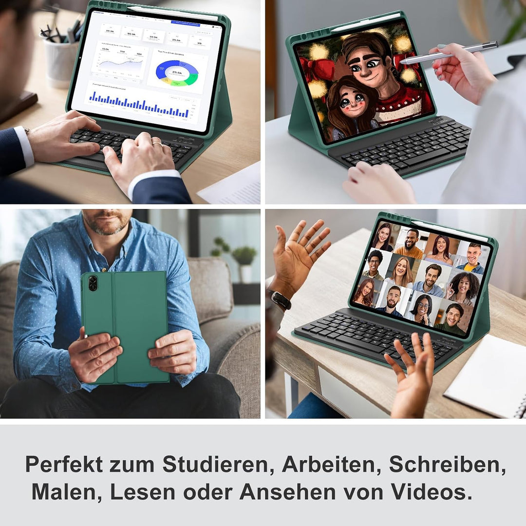 Für Honor Pad X8a & X8b 11" Hülle mit Tastatur QWERTZ | Für Honor Pad X8a Case - Langer Akkulaufzeit