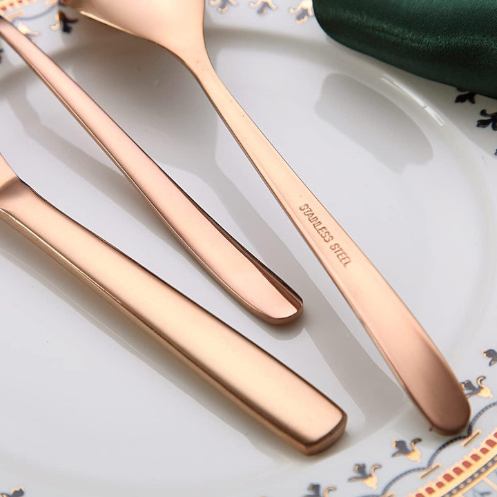 Berglander Roségold Besteck-Set 30-teilig, Robustes Edelstahl-Titan-Kupfer-Besteck-Set Besteck-Set R