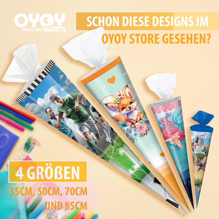 OYOY Schultüte gefüllt mit Süssigkeiten Mix I Schultüte Pegasus I Schultüte 35 cm I kleine Schultüte