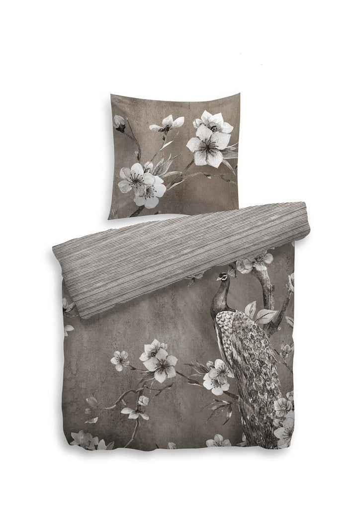 Heckett Lane Bettwäsche 100% Baumwolle Chris 135x200 (80x80) Taupe