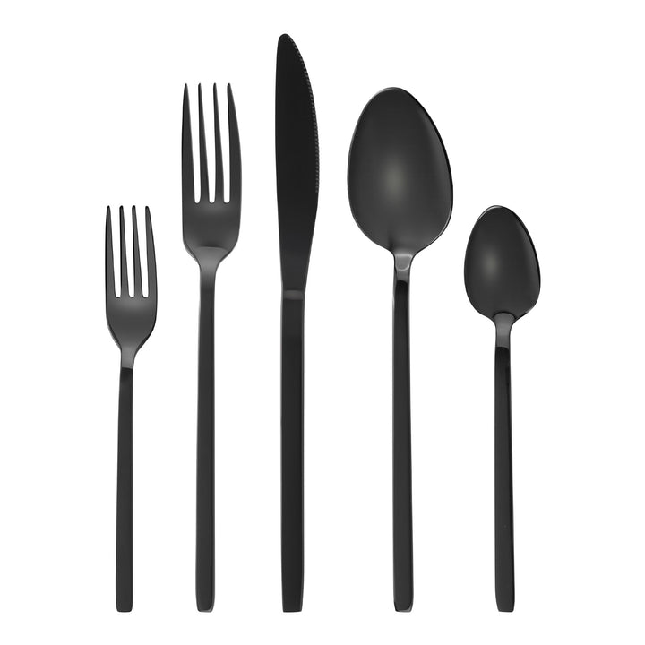 GRÄWE Besteck schwarz, Besteck-Set für 6 Personen, 30-teilig, Edelstahl Tafelbesteck, Essbesteck spü