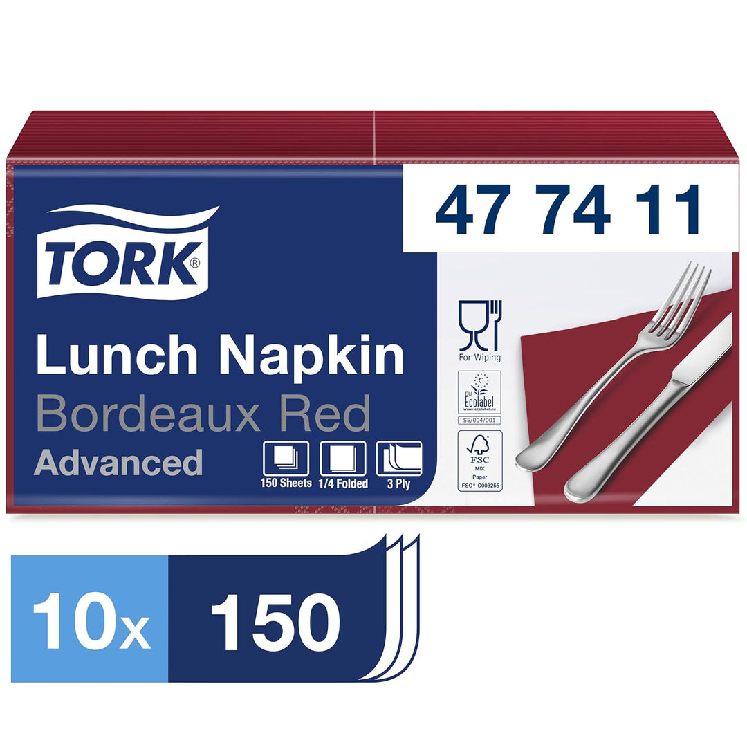 Tork 477411 Soft Lunchservietten Bordeauxrot / 3lagige, saugfähige Papierservietten in Rot / Vielfäl