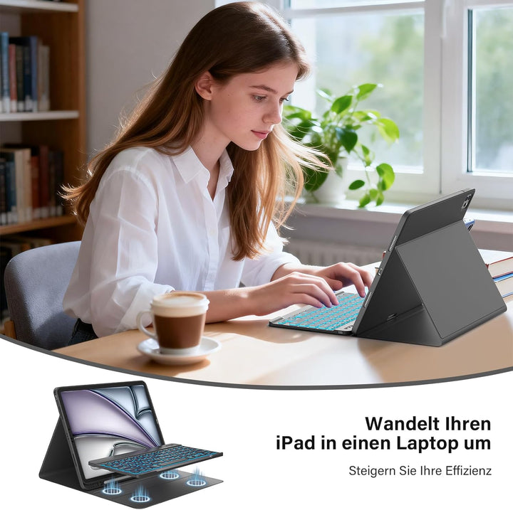 CC Store Hülle mit Tastatur für iPad Air 13 Zoll M3 2025/M2 2024, iPad Pro 12.9 Zoll 6/5/4/3 Gen, Ma
