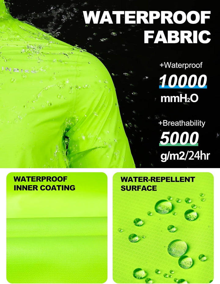 INBIKE Fahrradjacke Herren Leicht Jacke Wasserdicht Winddicht Outdoor-Sportart Regenjacke Grün Orang